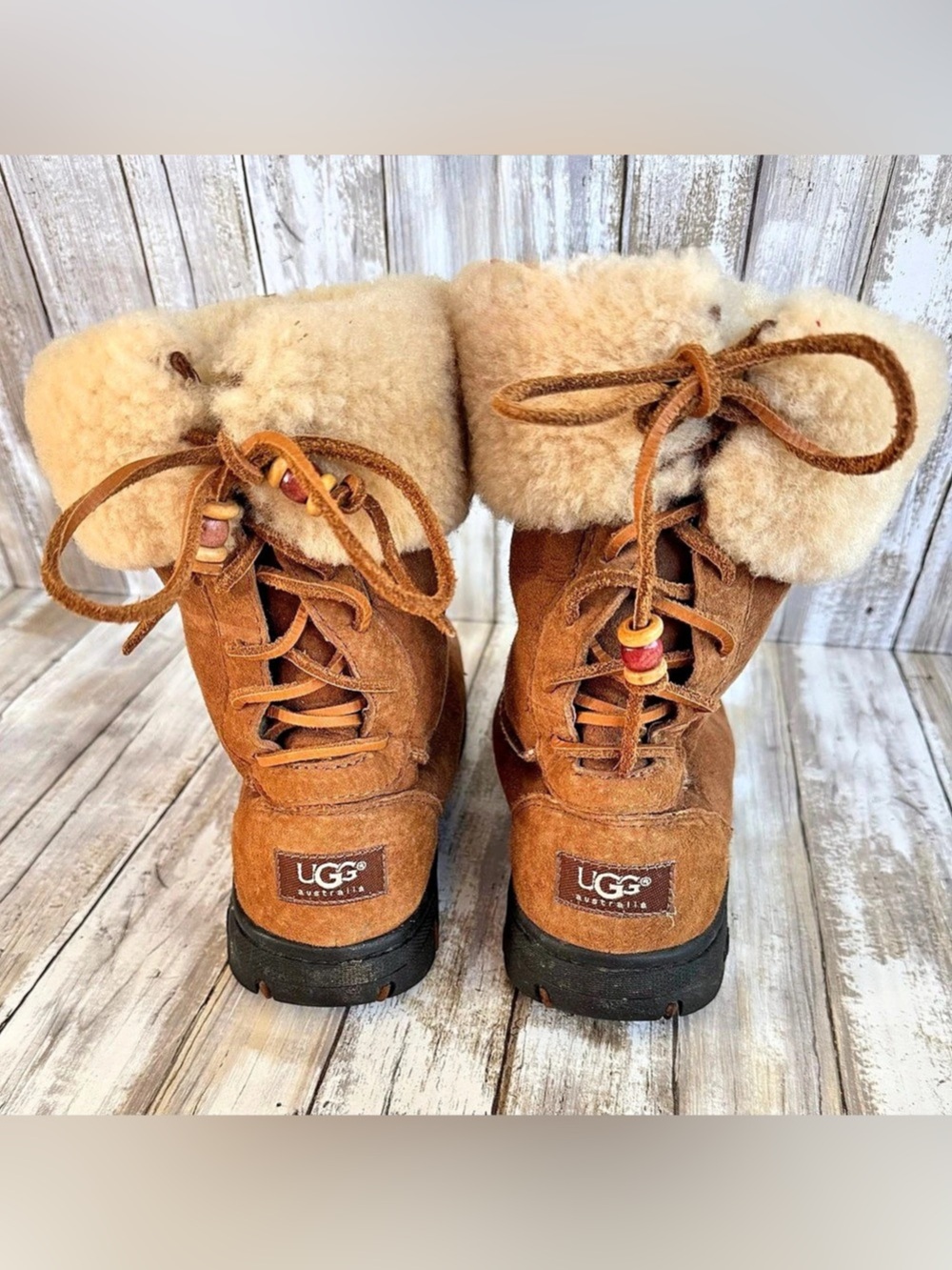 UGG Australia Unique “Ultimate Bind” Brown Sheepskin Winter Boots